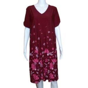 NWOT Woman Within Floral V-Neck Dress - Size 14/16 (Medium)